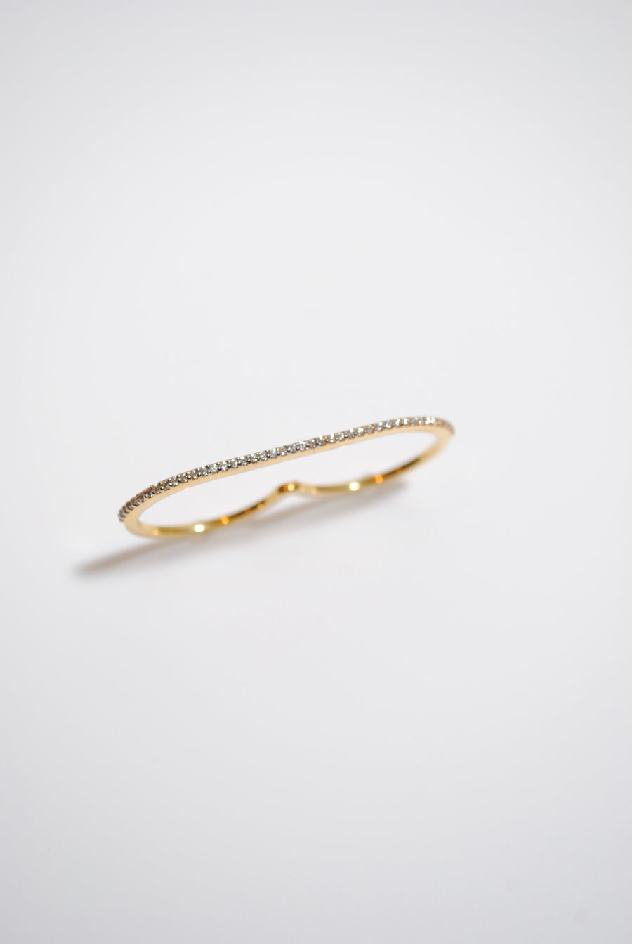 (モアサナイト/gold) straight bar double finger ring