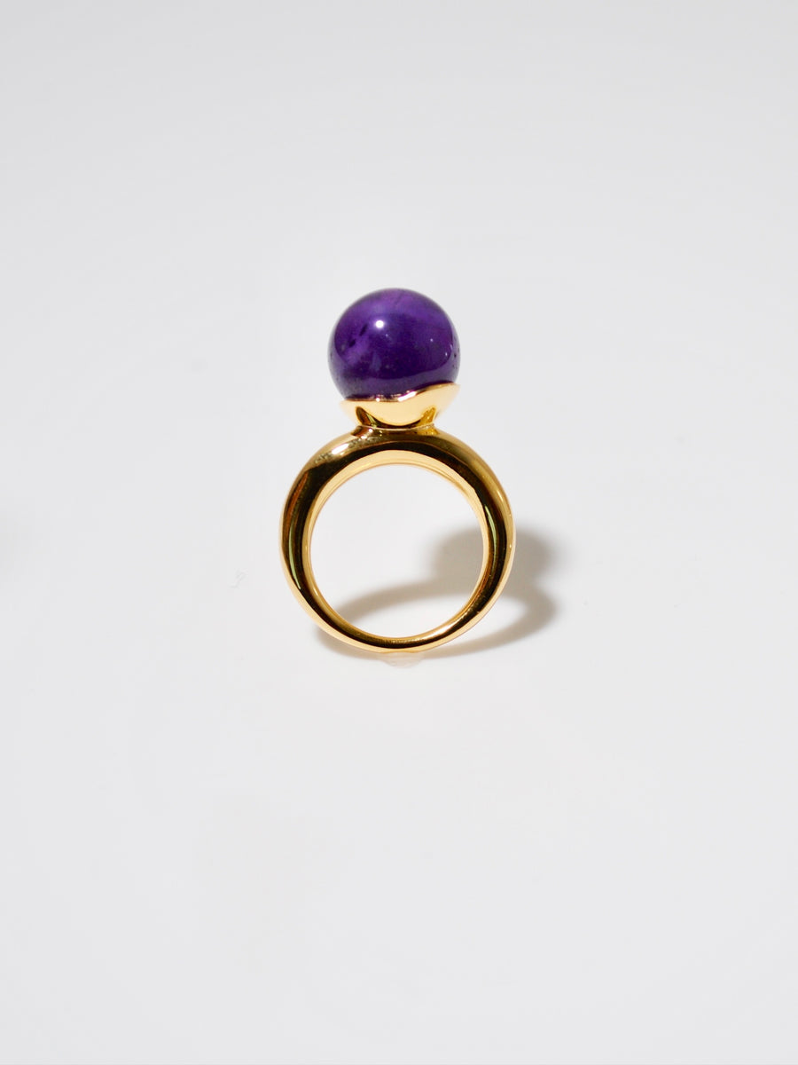 (Amethyst/gold) acorn candy ball ring