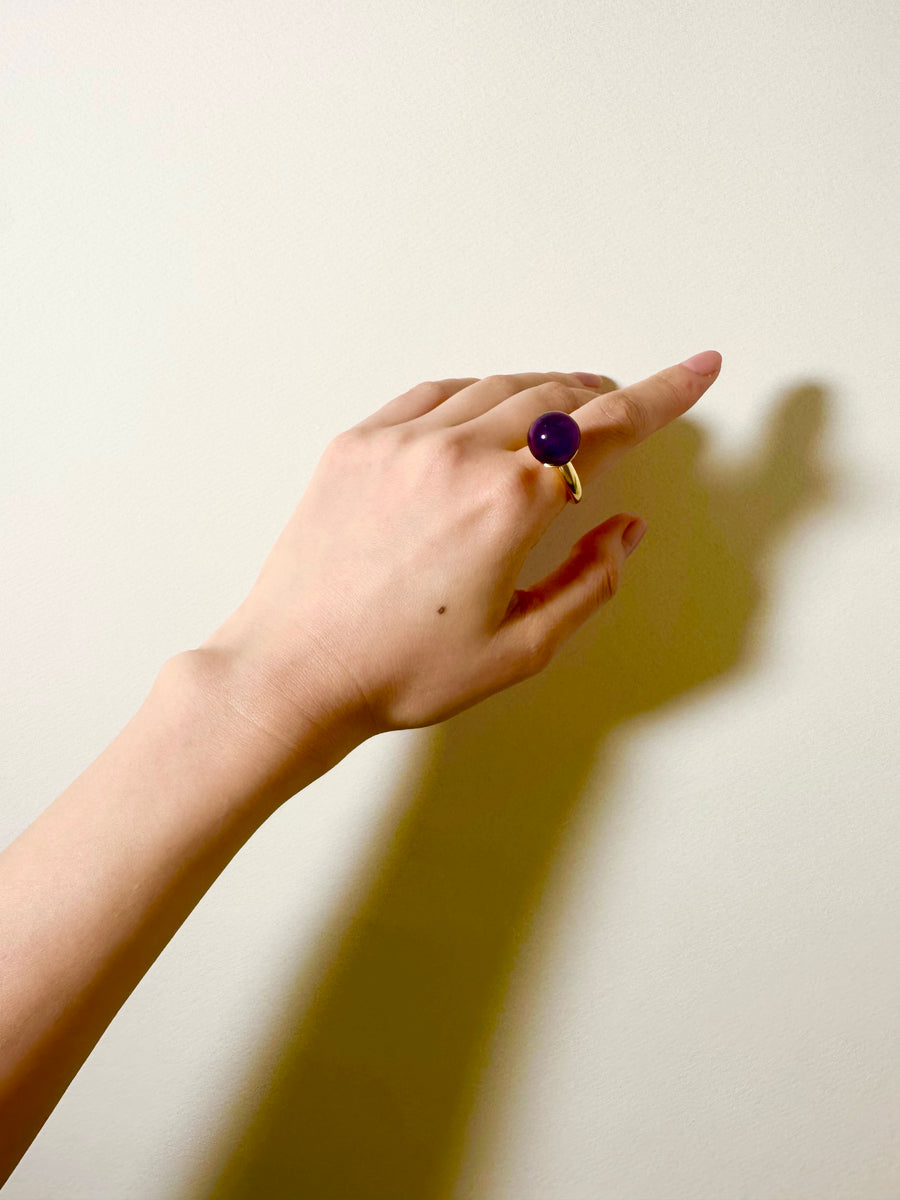 (Amethyst/gold) acorn candy ball ring