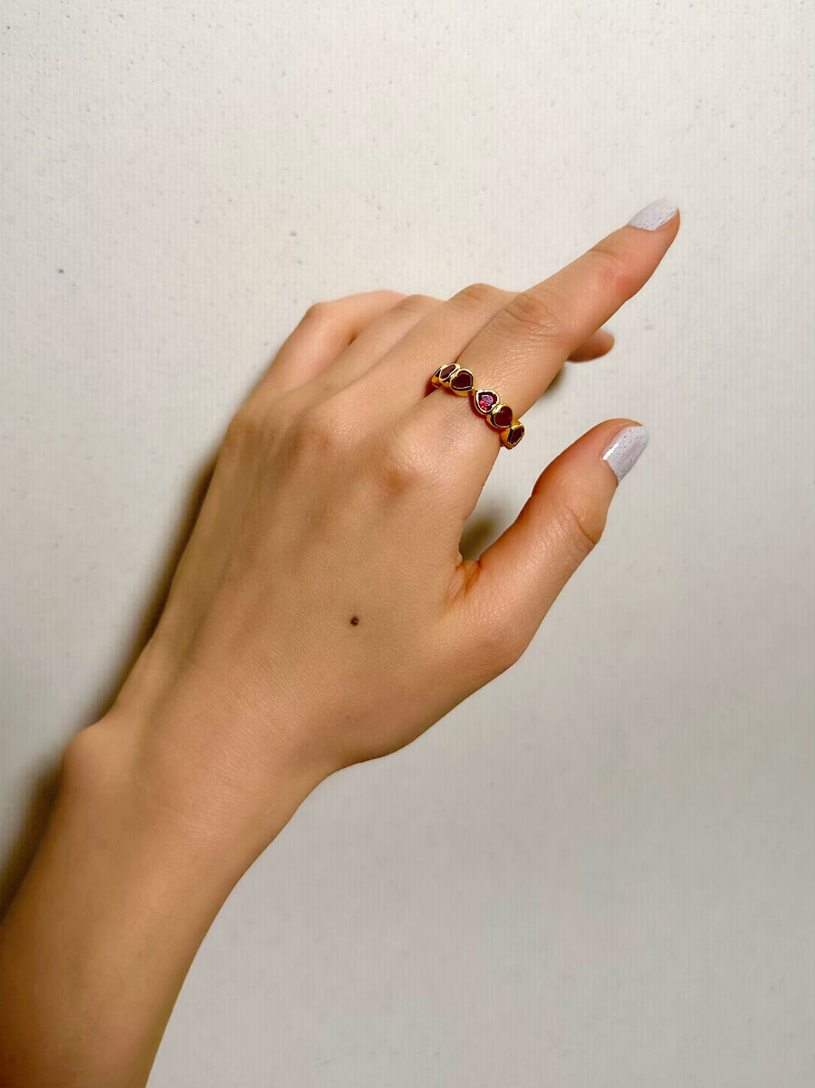 (Ruby/gold): All heart full eternity ring