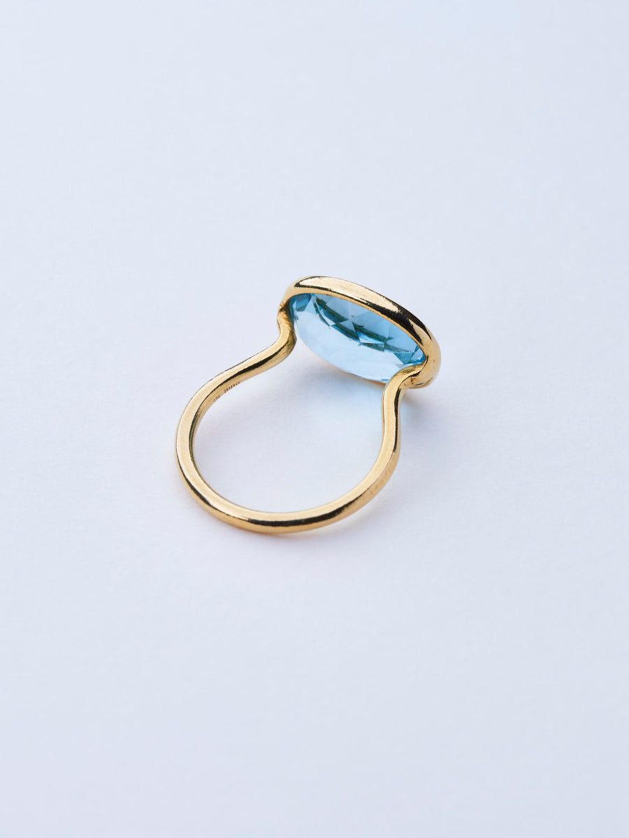 Blue topaz (gold): oval flower ring