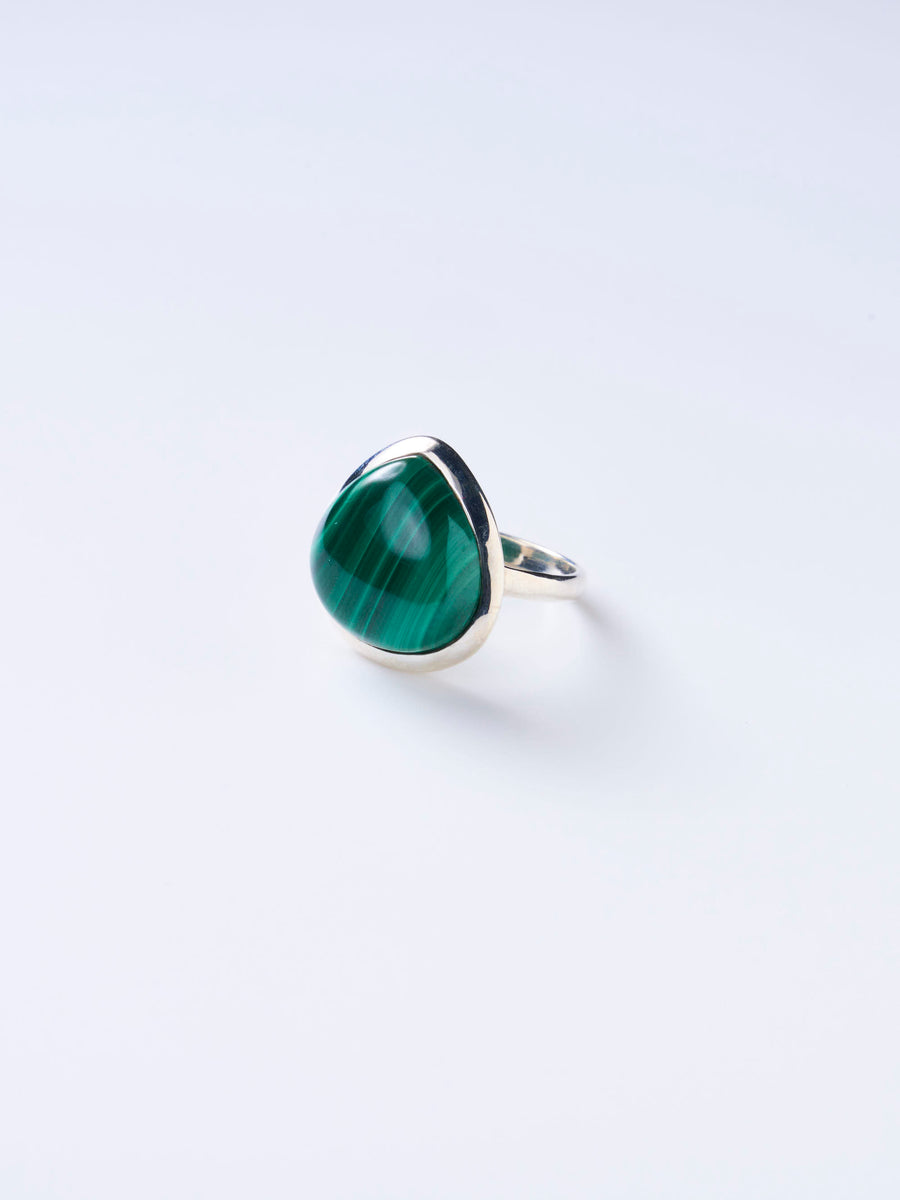 (Malachite/silver) big plump ring