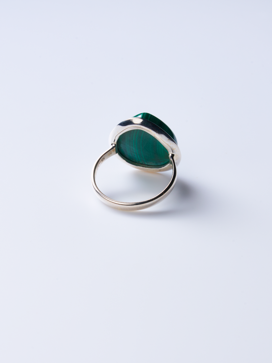 (Malachite/silver) big plump ring