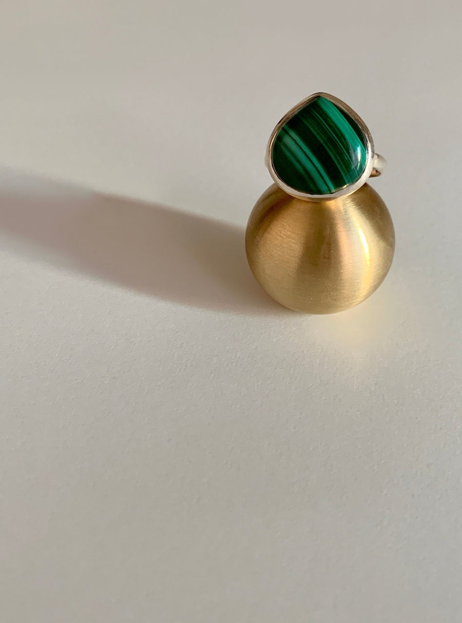 (Malachite/silver) big plump ring