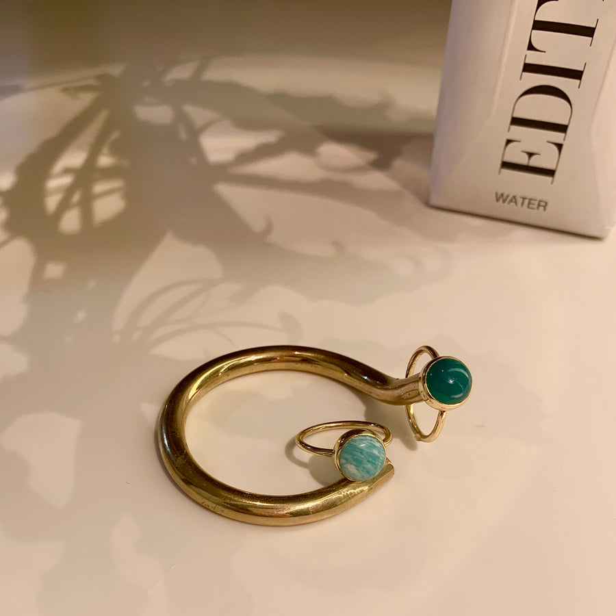 (アマゾナイト/gold)simple dot ring